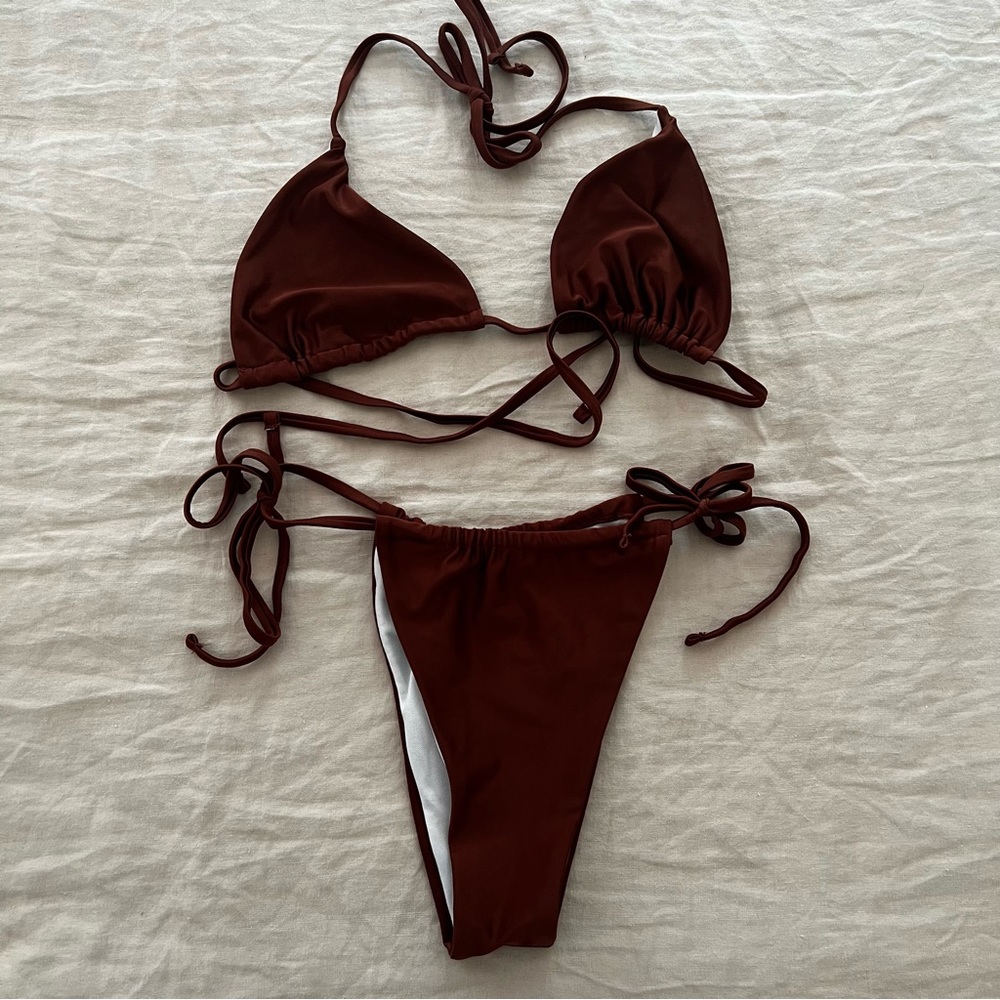 Zaful Brown String Bikini